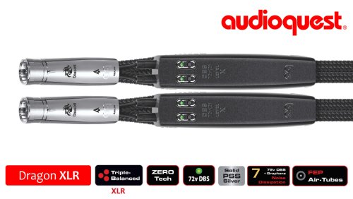 Cablu audio 2XLR - 2XLR AudioQuest DRAGON, 0.75m, Level 7 noise Dissipation with Graphene, Solid PSS+, DBS X