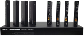 Multiplicator / Splitter 1:8 HDMI 2.0 cu Transport Semnal la 150m prin HDBaseT (kitul contine 8 receptoare)