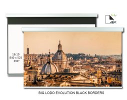 Ecran proiectie motorizat Screenline BIG LODO EVO BLACK BORDERS Home Vision,840x525(390”),16:10, alb, comutator perete