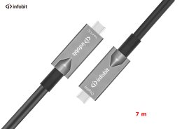 Cablu optic USB C 3.1 Gen2, Type C to C, Infobit iFiber AOC-USB-CCDV-07, Data + Video + PD, 10 Gbps, 7m