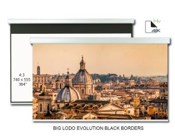 Ecran proiectie motorizat Screenline BIG LODO EVO BLACK BORDERS Home Vision,740x555(364”),4:3, alb, comutator perete