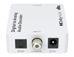 Decodor/Convertor Audio Digital (Dolby & DTS) Coax Digital, Toslink, Jack 3,5 mm la Analogic 2xRCA