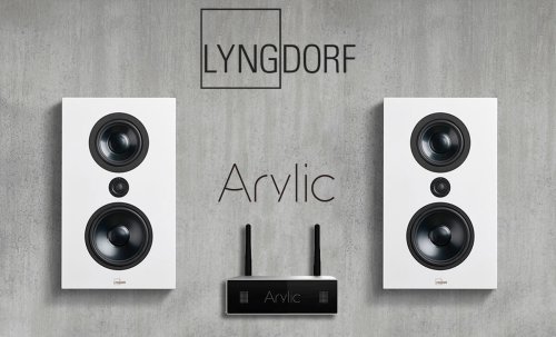 Sistem Stereo 200W cu boxe Lyngdorf FR-1 + Amplificator cu streamer 24bit / 192kHz Arylic S50+