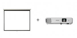 Pachet videoproiectie cu EPSON EB-E01, XGA 1024 x 768, 3300 lumeni si Ecran proiectie manual, perete/tavan, 160 x 120 cm