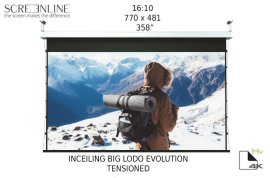 Ecran proiectie motorizat Screenline INCEILING BIG LODO EVO TENS Home Vision,770x481(358”),16:10, alb,comutator perete