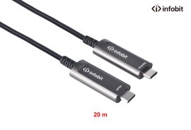 Cablu USB-C 3.1 Gen 2 prin fibra optica, Type C to C, 10Gbps, Infobit, doar pentru DATA, 20m