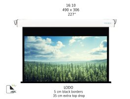 Ecran de proiectie motorizat perete/tavan Screenline LODO Home Vision, 490x306(227”), 16:10, alb, comutator perete