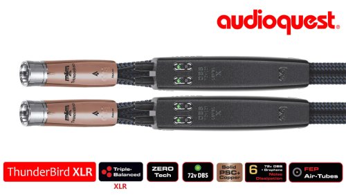 Cablu audio 2XLR - 2XLR AudioQuest Thunderbird, 0.75m, Level 6 noise Dissipation with Graphene, Solid PSC+, Dual DBS X