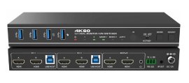 Switcher KVM 2x1, Dual HDMI 4K@60 Monitor, 18Gbps, HDCP2.3, HDR/HDR10/HDR10+/Dolby Vision, cu RS232 si telecomanda