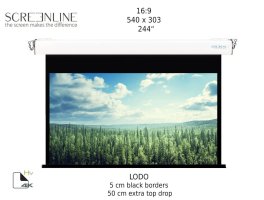 Ecran de proiectie motorizat perete/tavan Screenline LODO Home Vision, 540 x 303 (244”), 16:9, alb, comutator perete