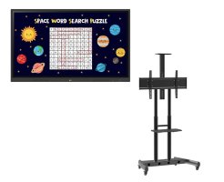 Pachet interactiv cu Tabla interactiva 65" multi touch LG 65TR3DK-B si Stand TV mobil Blackmount BM-T104, 42-100"