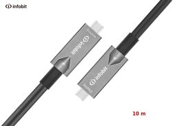 Cablu optic USB C 3.1 Gen2, Type C to C, Infobit iFiber AOC-USB-CCDV-10, Data + Video + PD, 10 Gbps, 10m