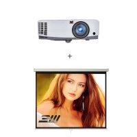 Pachet videoproiectie cu Videoproiector VIEWSONIC PA503S, SVGA 800 x 600 si Ecran manual, perete/tavan, 160 x 120, 4:3