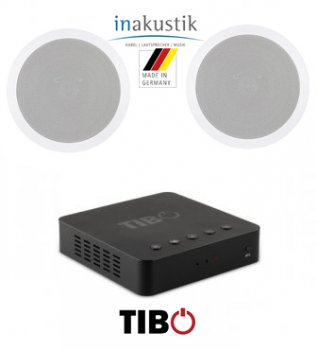 Pachet sonorizare stereo multiroom prin streaming WI-FI cu TIBO BOND 4 si 2 boxe de tavan Inakustik Ambientone R1