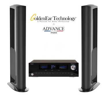 Pachet boxe de podea Goldenear Triton Reference si amplificator integrat cu streaming Advance Paris A7