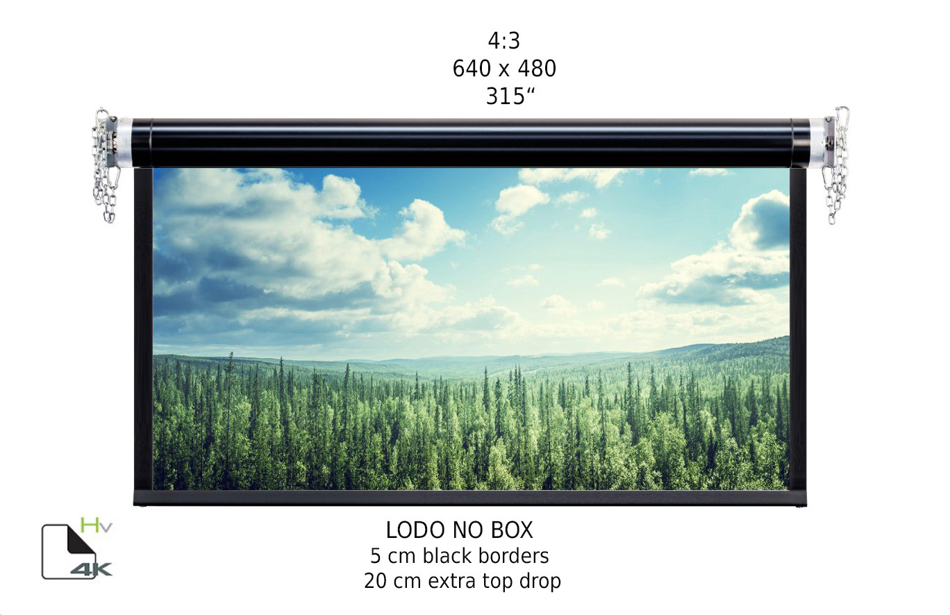 Ecran de proiectie motorizat perete/tavan Screenline LODO NO BOX Home Vision, 640x480(315”), 4:3, alb, comutator perete