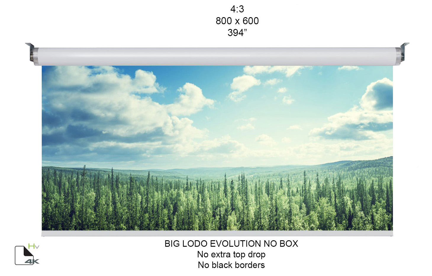 Ecran proiectie motorizat Screenline BIG LODO EVO NO BOX Home Vision, 800x600(394”), 4:3, alb, comutator perete