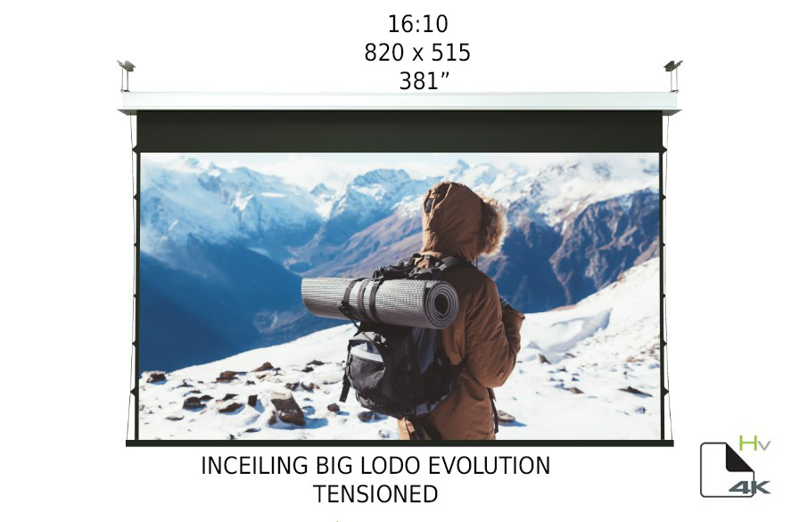 Ecran proiectie motorizat Screenline INCEILING BIG LODO EVO TENS Home Vision,820x512(381”),16:10, alb,comutator perete
