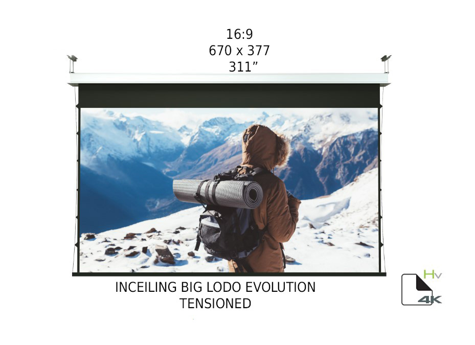 Ecran proiectie motorizat Screenline INCEILING BIG LODO EVO TENS Home Vision,670x377(311"),16:9, alb,comutator perete