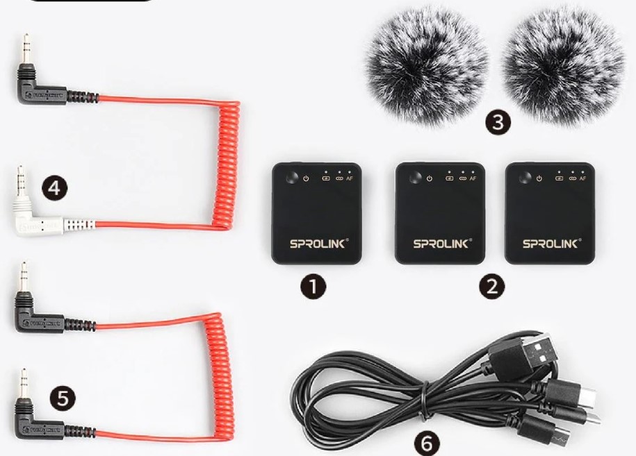 SPROLINK M2-Set Microfoane Wireless,2 Transmitatoare+1 Receptor, pt.productie audio & video Live, audio-video conferinta